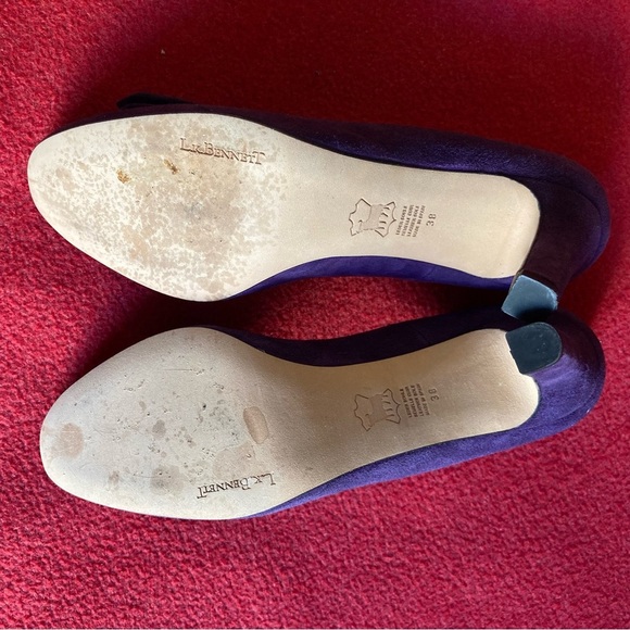 LK BENNETT Sz 38 Velvet Suede Bow At Front Rounded Toe Pumps Heels - Picture 9 of 10